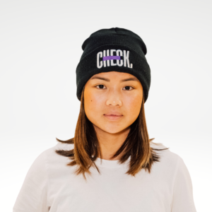 Check beanie zwart