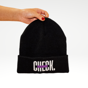 Check beanie zwart